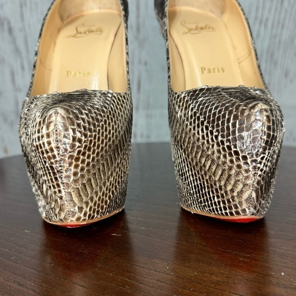 CHRISTIAN LOUBOUTIN Daffodile SnakeSkin Ayer’s women’s platform high heels 37.5 - Picture 4 of 16